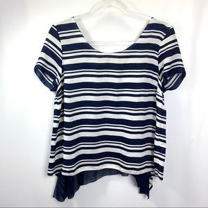 4/$25  Maeve striped ruffled back top. Large